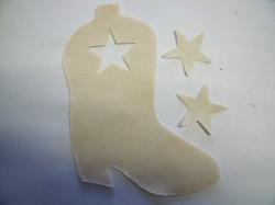 Cowboy Boot Laser Cut Appliques (Size: 4"H, Color: Tan/Beige , Direction: Facing right)