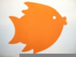 Fish Laser Cut Appliques (Size: with FUSIBLE - 4"W, Color: Orange  , Driection: Facing left)