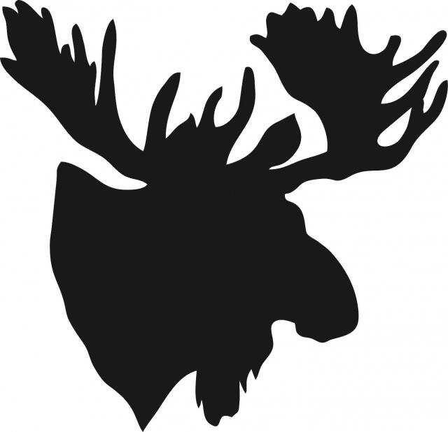 Moose Head Large Antlers Laser Cut Appliques (Direction: facing right, Size: 8"W)
