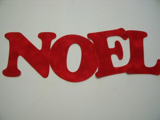 Christmas NOEL Letters Laser Cut Appliques (Size: with FUSIBLE - 6"H, Color: Tonal - Red)