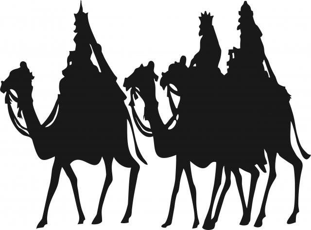 Nativity - Wisemen's Journey Laser Cut Appliques (Size: with FUSIBLE - 10"H, Color: Black - facing left)