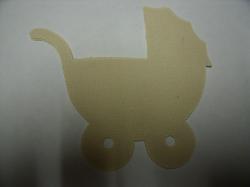 Baby Carriage Laser Cut Appliques (Size: 5"W, Color: Tan/Beige , Direction: Facing right)