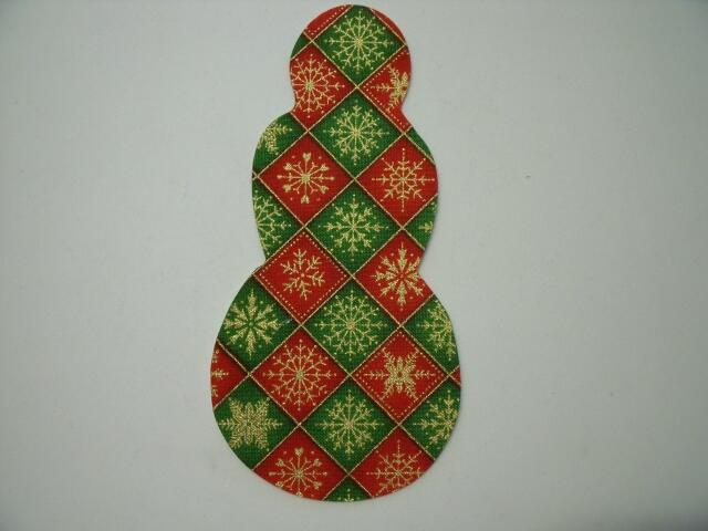 Christmas Snowman Laser Cut Appliques (Size: with FUSIBLE - 6"H, Color: Red & Green Metallic Snowflakes)
