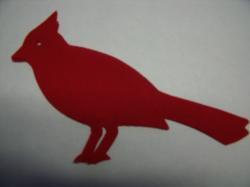 Christmas Cardinal  Laser Cut Appliques (Size: 4"H, Color: Red , Direction: Facing right)
