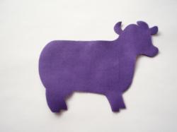 Cow Laser Cut Appliques (Size: with FUSIBLE - 4"W, Color: Purple  , Direction: Facing right)
