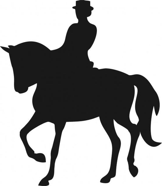 Equestrian Rider Silhouette Laser Cut Appliques (Size: with FUSIBLE - 10"H, Direction: facing left)