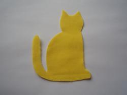 Halloween Cat Laser Cut Appliques (Size: with FUSIBLE - 4"H , Color: Yellow  , Direction: Facing right)
