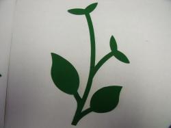 Flower Stem w/Leaf Large Laser Cut Appliques (Size: with FUSIBLE - , Color: Green )