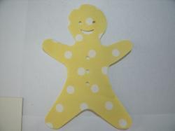 Christmas Gingerbread Man Laser Cut Appliques (Size: 4"H, Color: Polka Dot - Yellow )