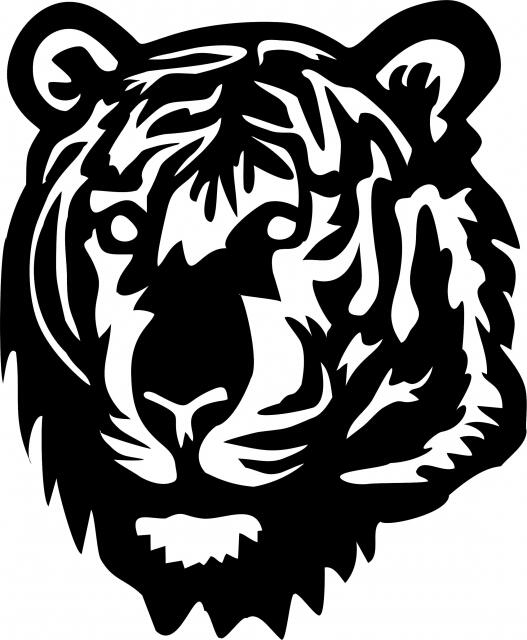 Tiger Head Laser Cut Appliques (Size: 9"H, Direction: facing left)
