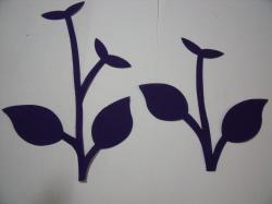 Flower Stem w/Leaf Laser Cut Applique Sets (Size: with FUSIBLE , Color: Purple )