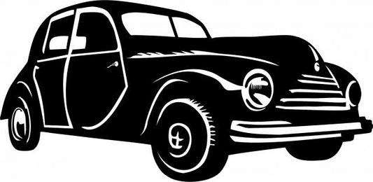 Antique Vintage 1940's Sedan Silhouette Laser Cut Appliques (Size: with FUSIBLE - 8"W, Direction: facing right)