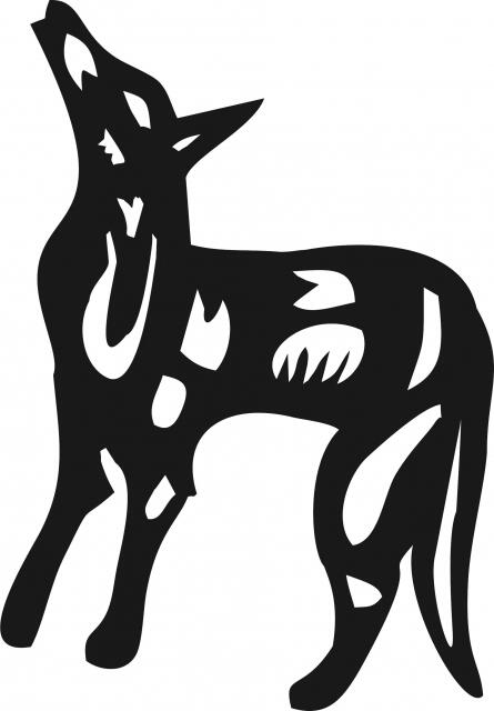 Coyote Symbol Silhouette Laser Cut Appliques (Size: with FUSIBLE - 9"W, Direction: facing left)