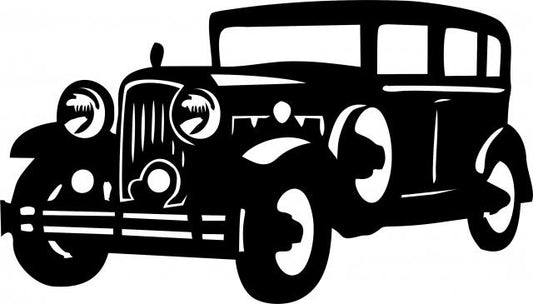 Antique Vintage 1930's Sedan Silhouette Laser Cut Appliques (Size: with FUSIBLE - 8"W, Direction: facing left)