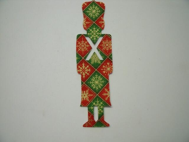 Christmas Toy Soldier Laser Cut Appliques (Size: with FUSIBLE - 6"H	, Color: Red & Green Metallic Snowlfakes)