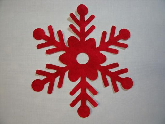 Snowflake Design #4 Laser Cut Appliques (Color: Tonal - Red, Size: with FUSIBLE - 5")