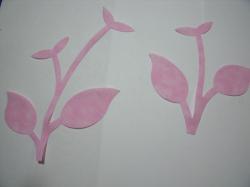 Flower Stem w/Leaf Laser Cut Applique Sets (Size: set, Color: Tonal - Pastel Pink)