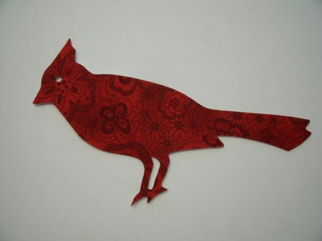 Christmas Cardinal  Laser Cut Appliques (Size: 5"H, Color: Red Floral, Direction: Facing right)