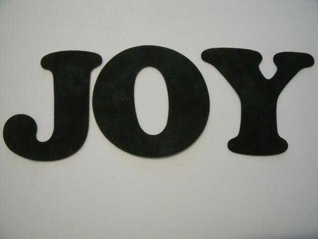 Christmas JOY Letters Laser Cut Appliques (Size: with FUSIBLE - 4"H, Color: Evergreen )