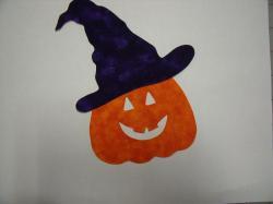 Jack'o'Lantern w/ Witch's Hat Set Laser Cut Appliques (Size: 4"H, Color: Tonal - Purple Hat)