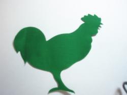 Rooster Die Cut Appliques (Size: with FUSIBLE - 5"W, Color: Green , Direction: Facing left)