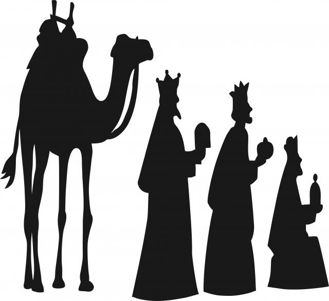 Nativity - 3 Wisemen w/Camel Set Laser Cut Appliques (Size: 15"H, Color: Black)