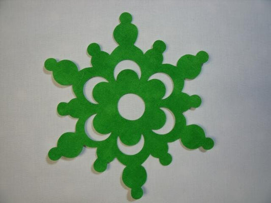 Snowflake Design #3 Laser Cut Appliques (Size: with FUSIBLE - 5", Color: Tonal - Green)