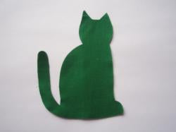 Christmas Cat Laser Cut Appliques (Size: with FUSIBLE - 6"H, Color: Green  , Direction: Facing left)
