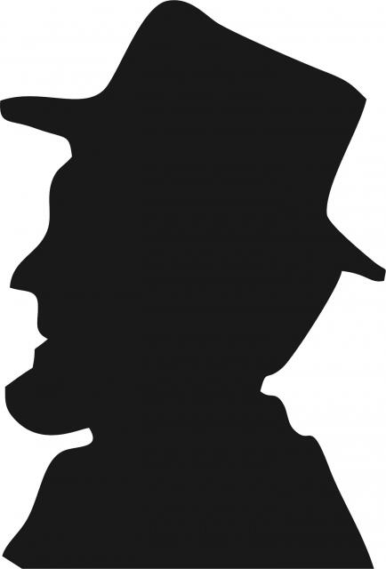 Amish Man Portrait Silhouette Laser Cut Appliques (Size: 8"H, Direction: facing left)