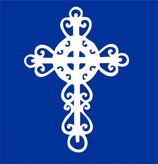 Cross #6 Silhouette Laser Cut Appliques (Size: 9"H, Color: White)