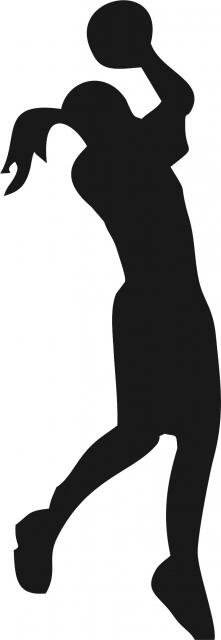 Female Basketball Shooter Silhouette Laser Cut Appliques (Size: 8"H, Direction: facing right)