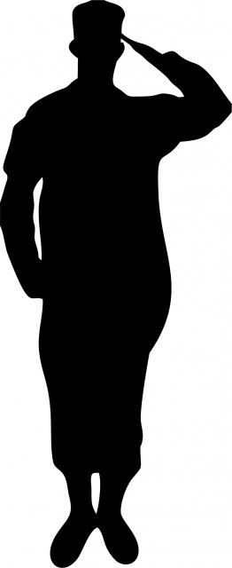 Soldier Saluting Silhouette Laser Cut Appliques (Direction: saluting right, Size: with FUSIBLE - 9"H)