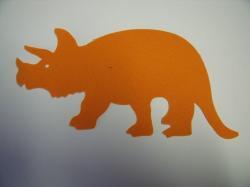 Dinosaur - Triceratops Laser Cut Appliques (Size: with FUSIBLE - 5"W, Color: Orange , Direction: Facing right)