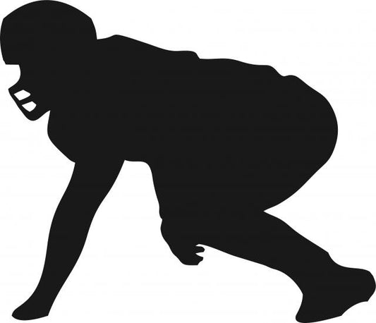 Football Lineman Silhouette Laser Cut Appliques (Size: 9"W, Direction: facing left)