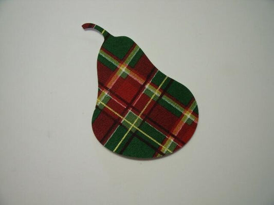 Christmas Pear Laser Cut Appliques (Size: 6"H, Color: Red & Green Plaid)