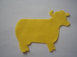 Cow Laser Cut Appliques (Size: with FUSIBLE - 5"W, Color: Yellow , Direction: Facing left)
