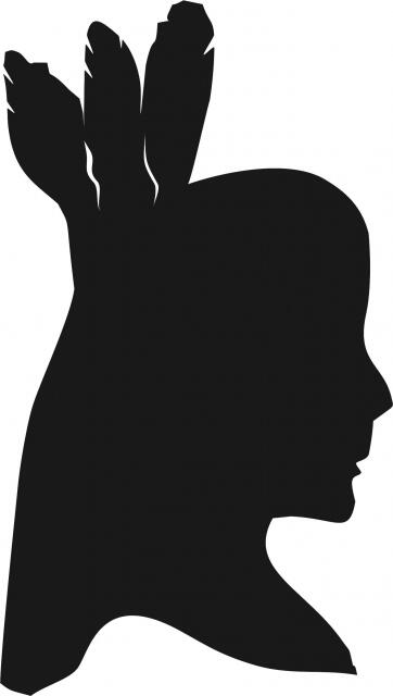 Native American Maiden Portrait Silhouette Laser Cut Appliques (Size: with FUSIBLE - 8"H, Direction: facing right)