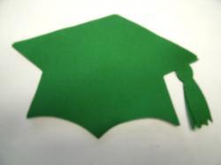 Graduation Cap - colors Laser Cut Appliques (Size: 6"W, Color: Green  )