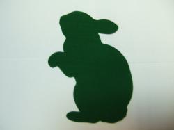 Easter Rabbit Laser Cut Appliques (Size: with FUSIBLE -  6"H, Color: Green  , Direction: Facing right)