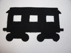 Train Passenger Car Laser Cut Appliques (Size: with FUSIBLE - 6"H, Color: Black  )