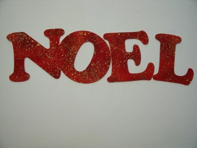 Christmas NOEL Letters Laser Cut Appliques (Size: with FUSIBLE - 5"H, Color: Red w/Flecks)