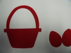 Easter Basket w/Eggs Laser Cut Appliques (Size: 6"H, Color: Red )