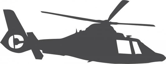 Helicopter Dolphin-65 Silhouette Laser Cut Appliques (Direction: facing right, Size: 9"W)