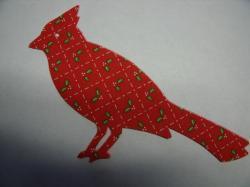 Christmas Cardinal  Laser Cut Appliques (Size: WITH Backing - 4"H, Color: Red Holly, Direction: Facing left)