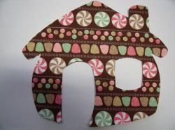 Gingerbread House Die Cut Appliques 8"H (Size: With FUSIBLE- 8" , Color: Print - Candy)