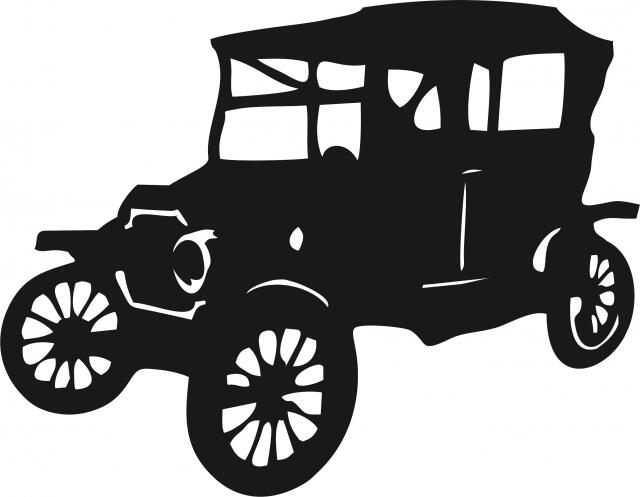 Antique Vintage 1910's Sedan Silhouette Laser Cut Appliques (Size: with FUSIBLE - 9"W, Direction: facing left)