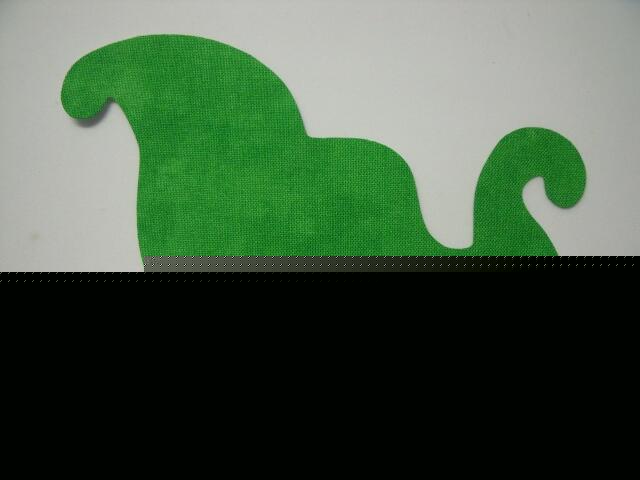 Christmas Sleigh Laser Cut Appliques (Size: with FUSIBLE - 5"W, Color: Tonal - Green, Direction: Facing right)
