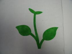 Flower Stem w/Leaf Small Laser Cut Appliques (Size: 4.5"H, Color: Tonal -Green )