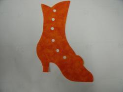 Victorian Boot Laser Cut Appliques (Size: with FUSIBLE - 6"H, Color: Tonal - Orange, Direction: Facing right)