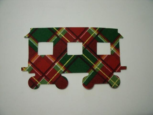 Christmas Train Passenger Car Laser Cut Appliques (Size: 5"H, Color: Red & Green Plaid)